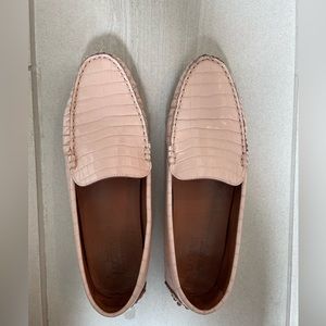 M. Gemi Pink Croc-Embossed Loafers